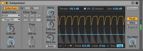 De bas wegdrukken met sidechain compressie