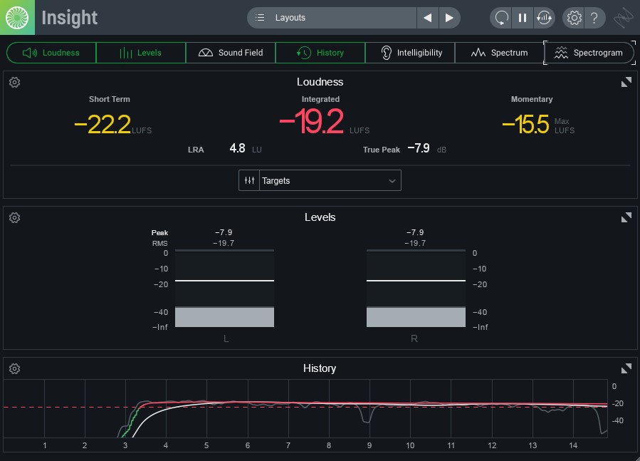 Izotope Inisght LUFS Meter