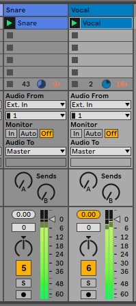 Snare vs Vocal Piek Meter